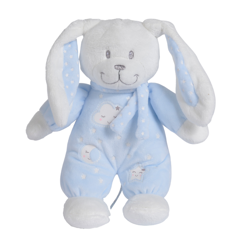  - new boone glow peluche lapin bleu 30 cm 